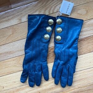 Coach Moroccan Blue Leather Gloves 6 1/2